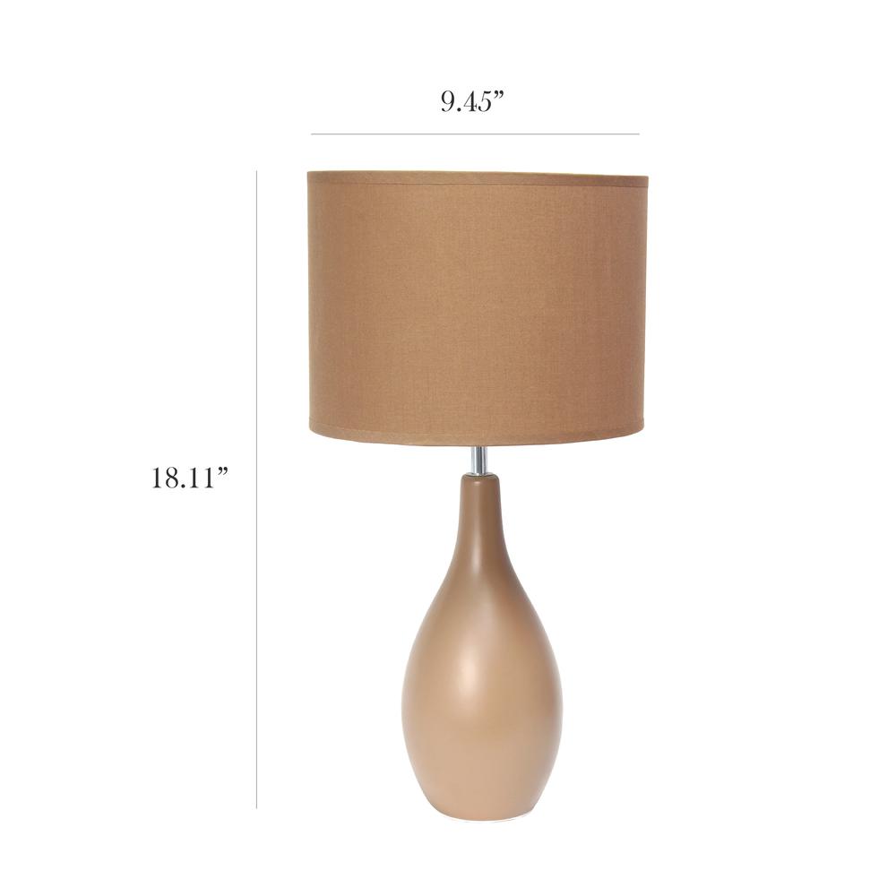 Simple Designs Oval Bowling Pin Base Ceramic Table Lamp, Light Brown