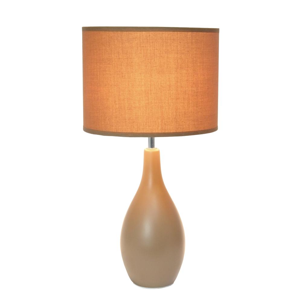 Oval Bowling Pin Base Ceramic Table Lamp, Light Brown. Picture 7