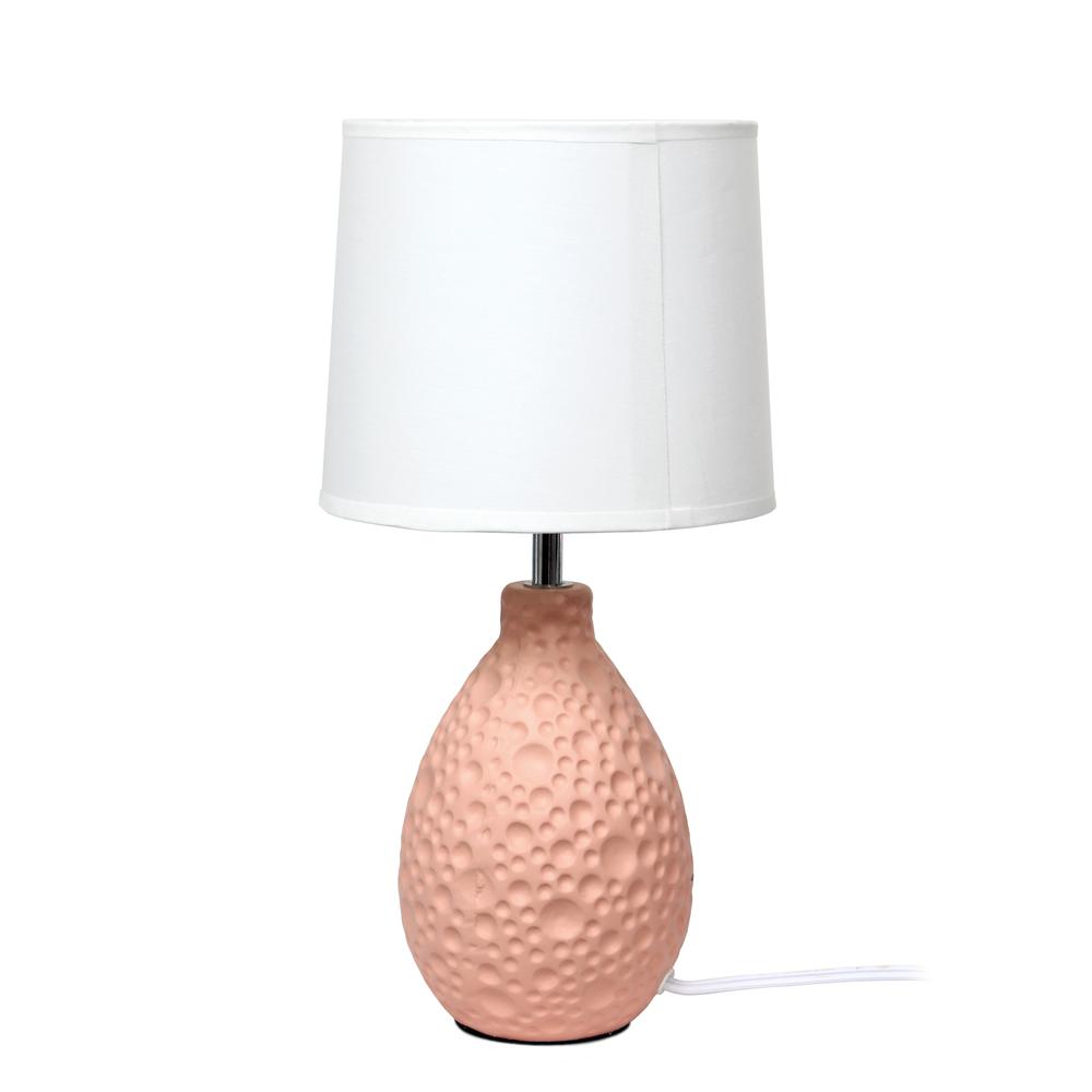 Simple Designs Pink Texturized Ceramic Oval Table Lamp