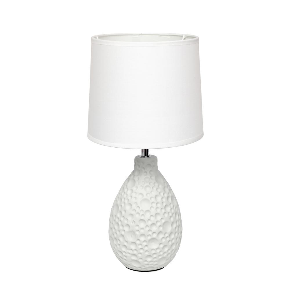 Simple Designs White Texturized Ceramic Oval Table Lamp