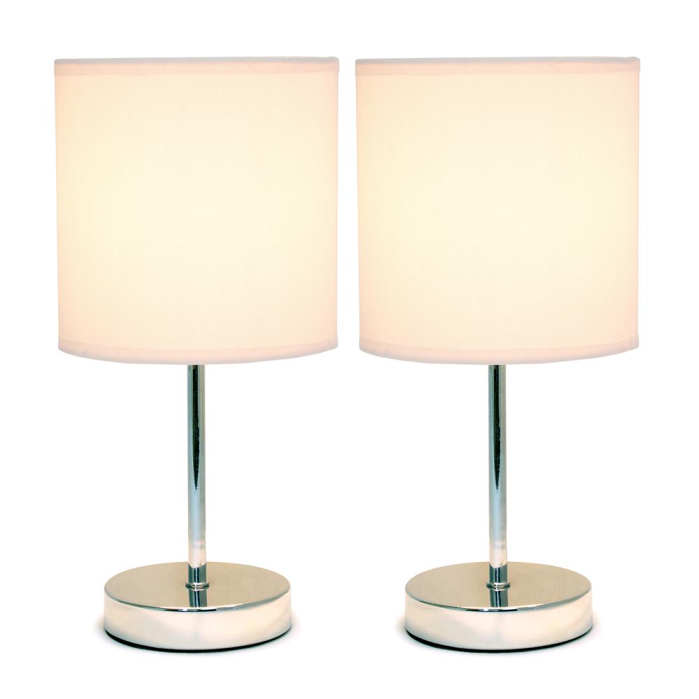 Chrome Mini Basic Table Lamp with Fabric Shade, Blush Pink. Picture 7