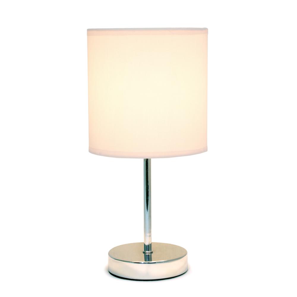 Chrome Mini Basic Table Lamp with Fabric Shade, Blush Pink. Picture 17