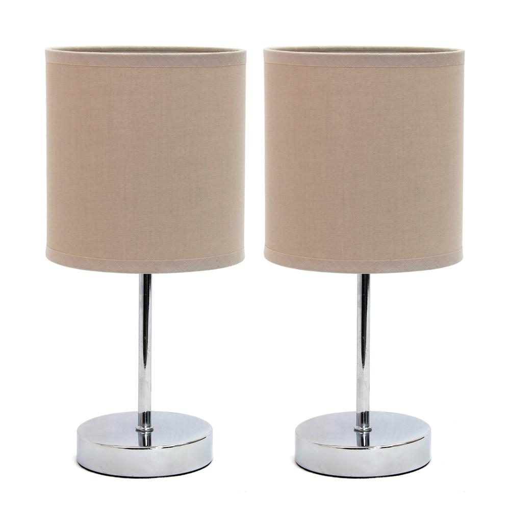 Chrome Mini Basic Table Lamp with Fabric Shade. Picture 4
