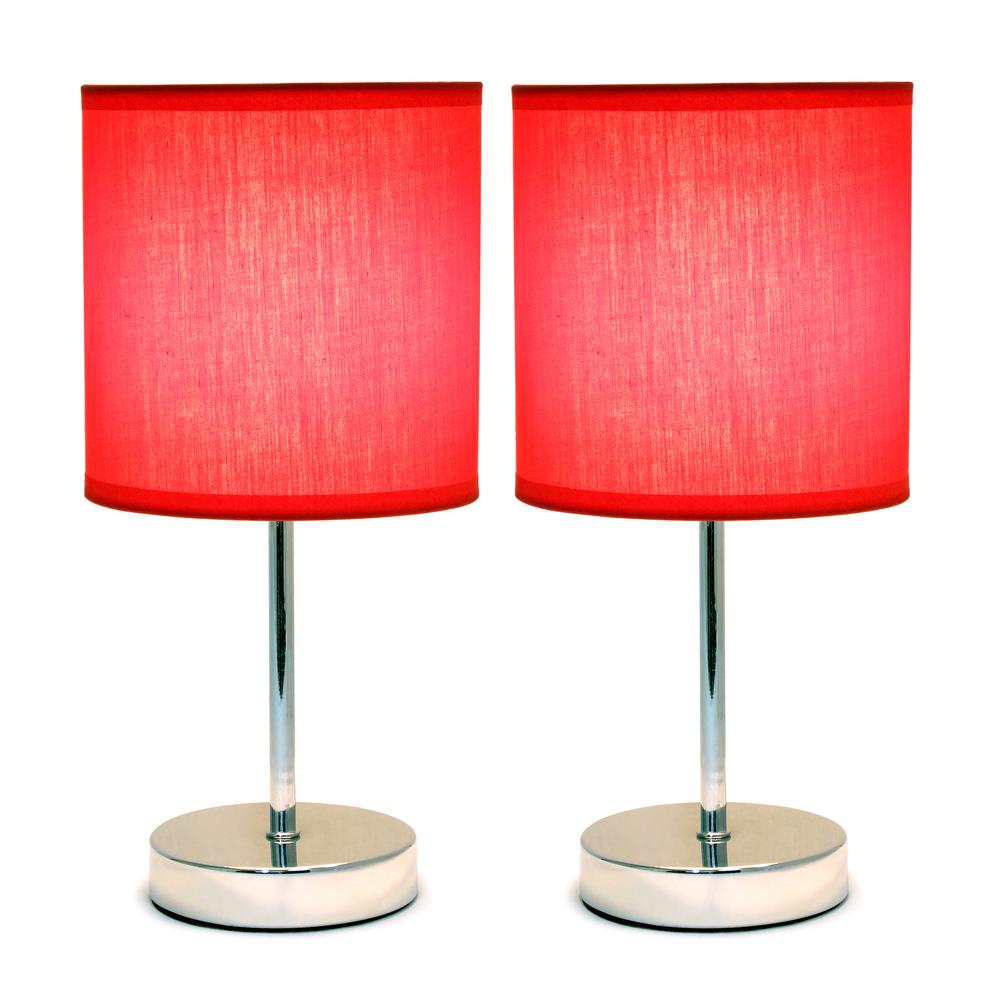 Chrome Mini Basic Table Lamp with Fabric Shade. Picture 1