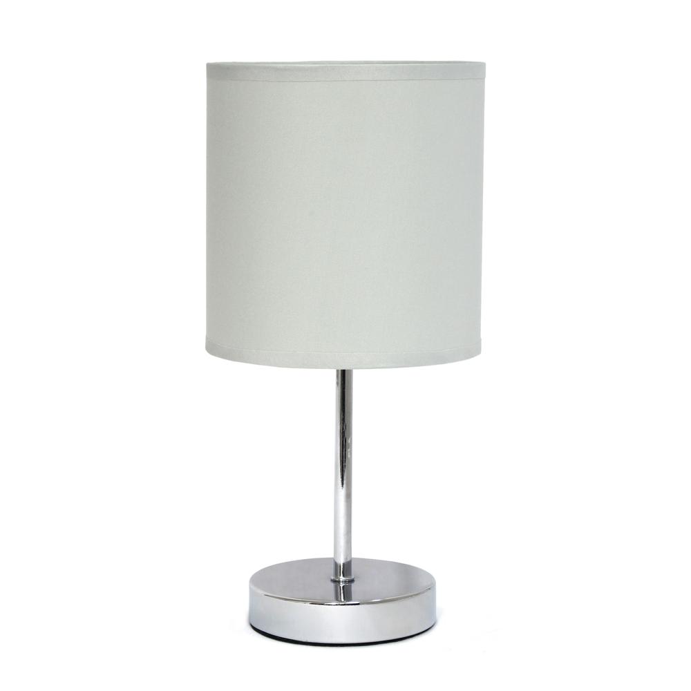 Chrome Mini Basic Table Lamp with Fabric Shade, Slate Gray. Picture 16