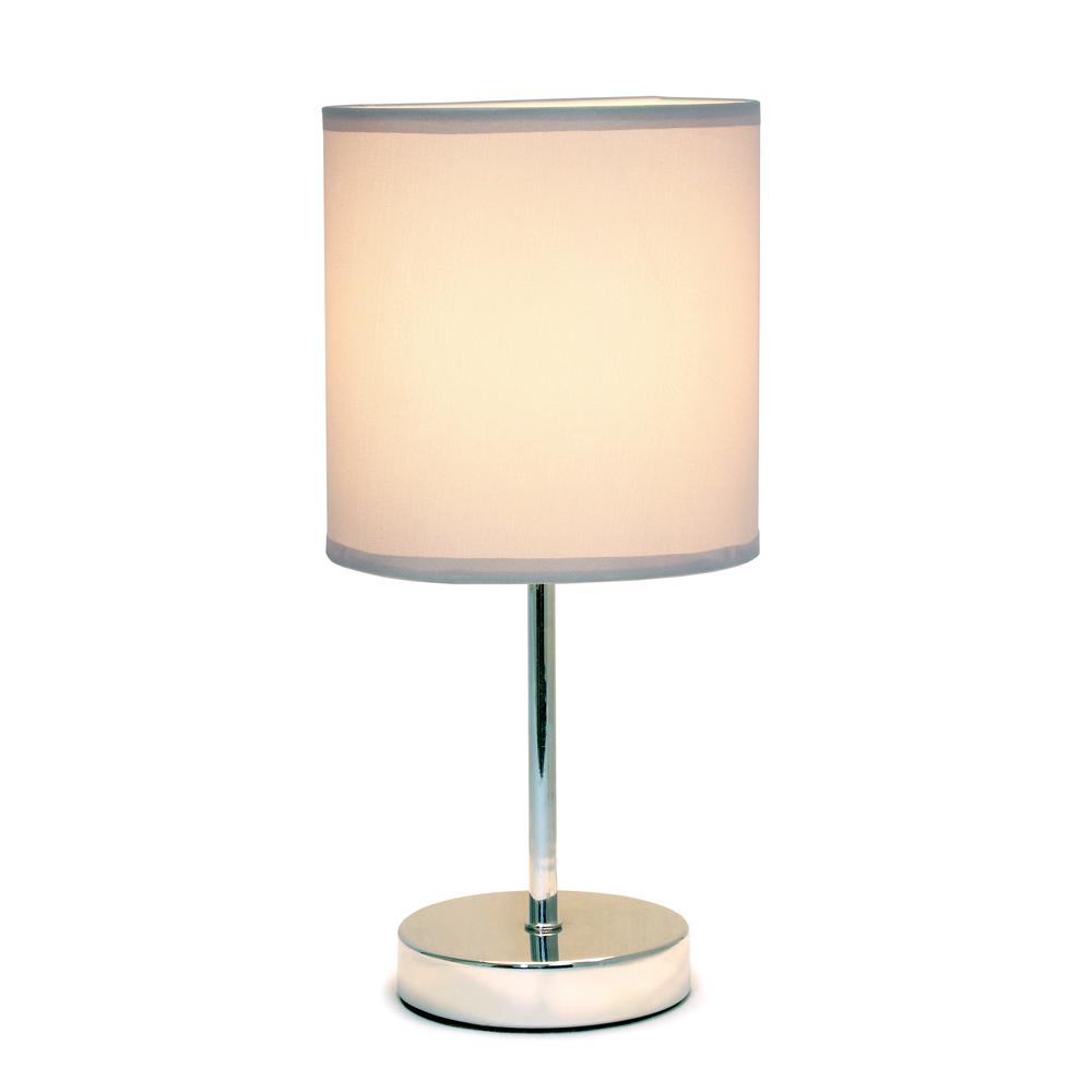 Chrome Mini Basic Table Lamp with Fabric Shade, Slate Gray. Picture 17