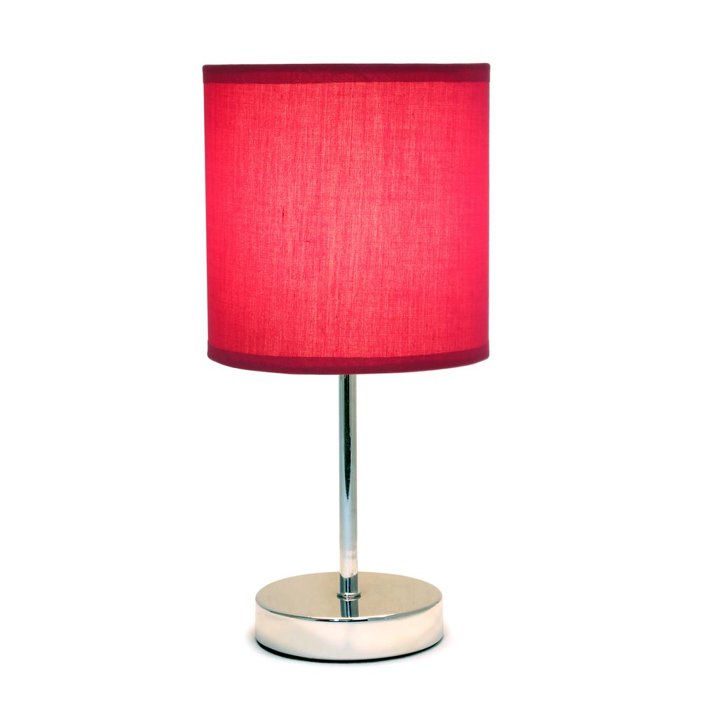 Chrome Mini Basic Table Lamp with Fabric Shade, Wine. Picture 17