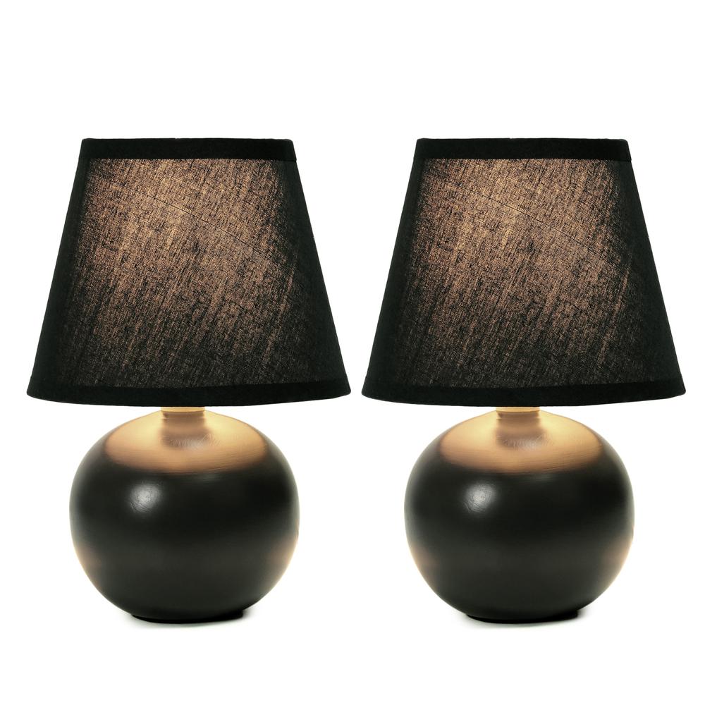 Simple Designs Black Ceramic Globe Table Lamp