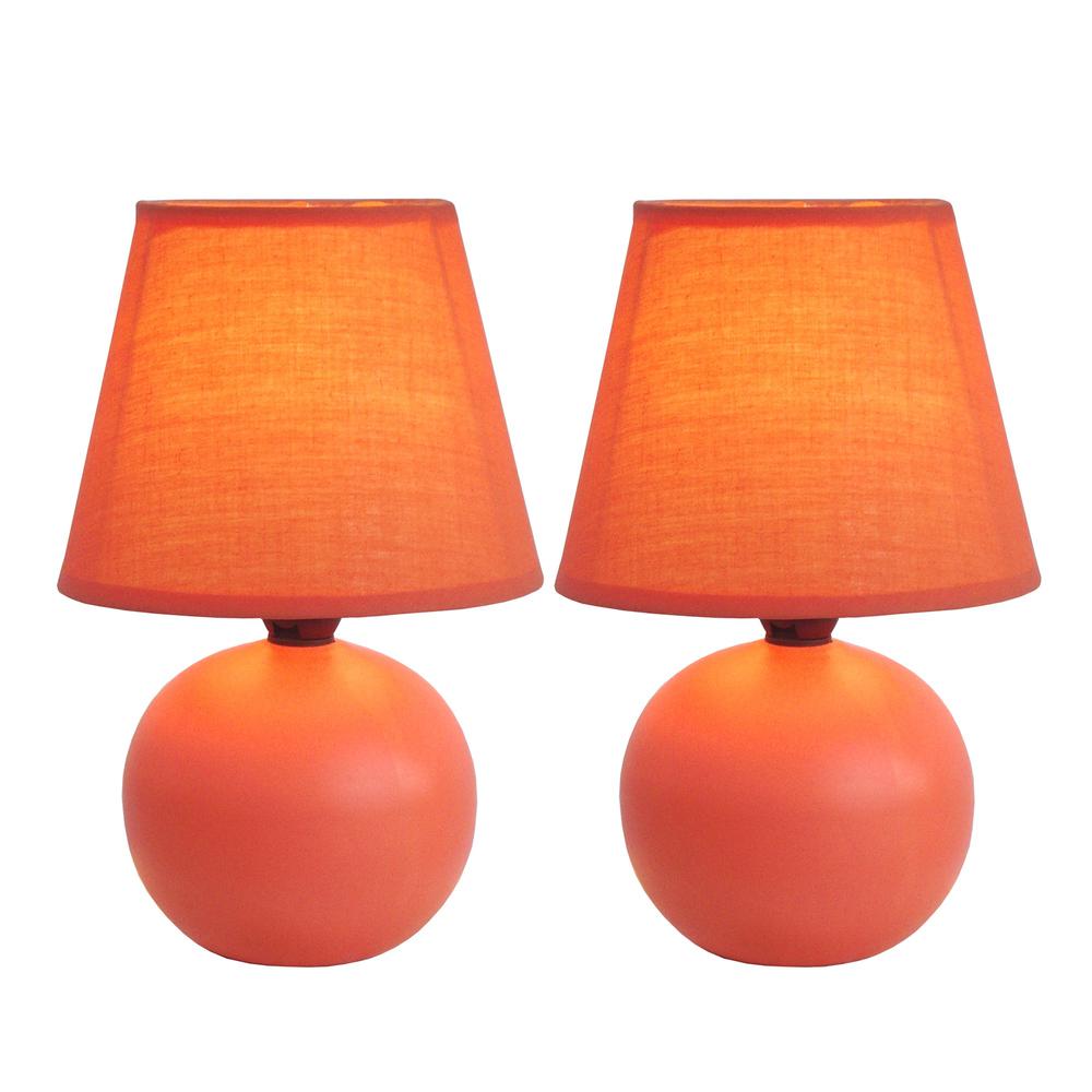 Simple Designs Orange Ceramic Globe Table Lamp