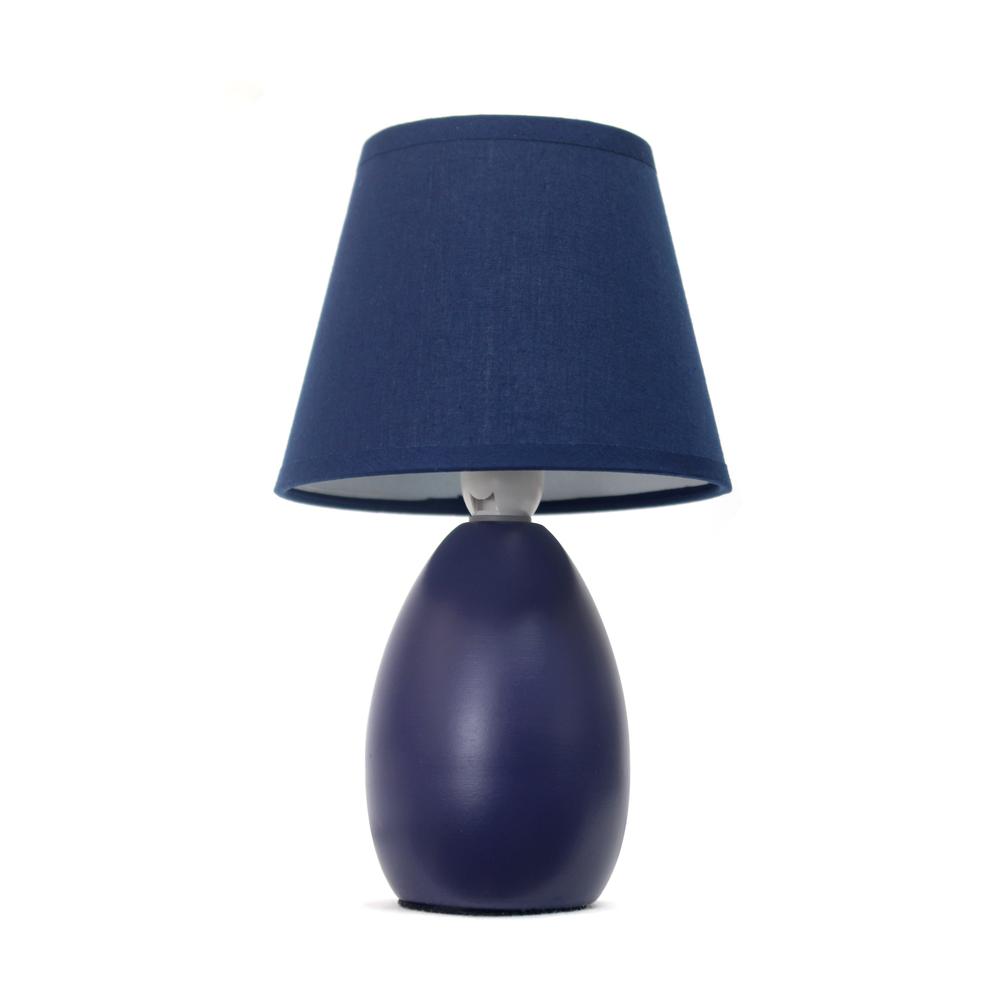 Simple Designs Small Blue Oval Ceramic Table Lamp