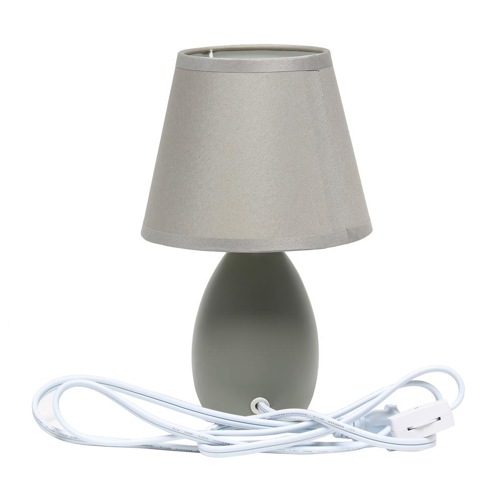 Mini Egg Oval Ceramic Table Lamp, Gray. Picture 1