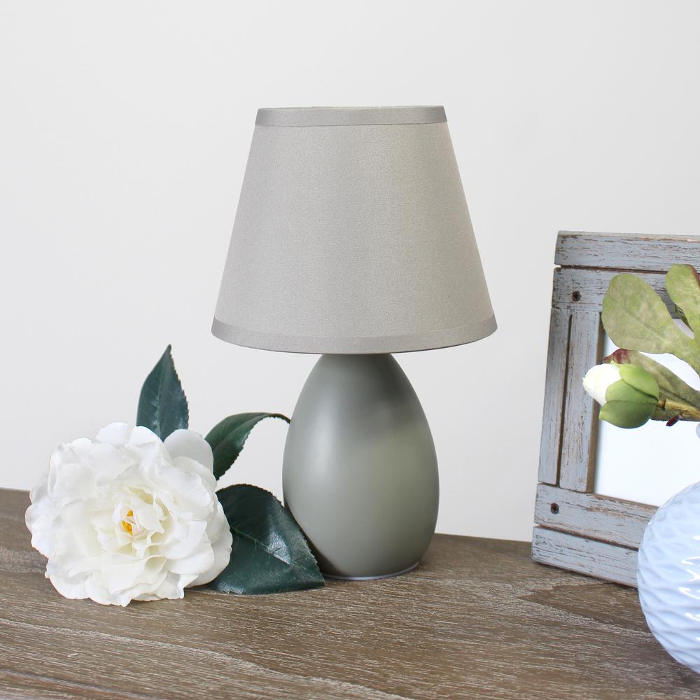 Mini Egg Oval Ceramic Table Lamp, Gray. Picture 2