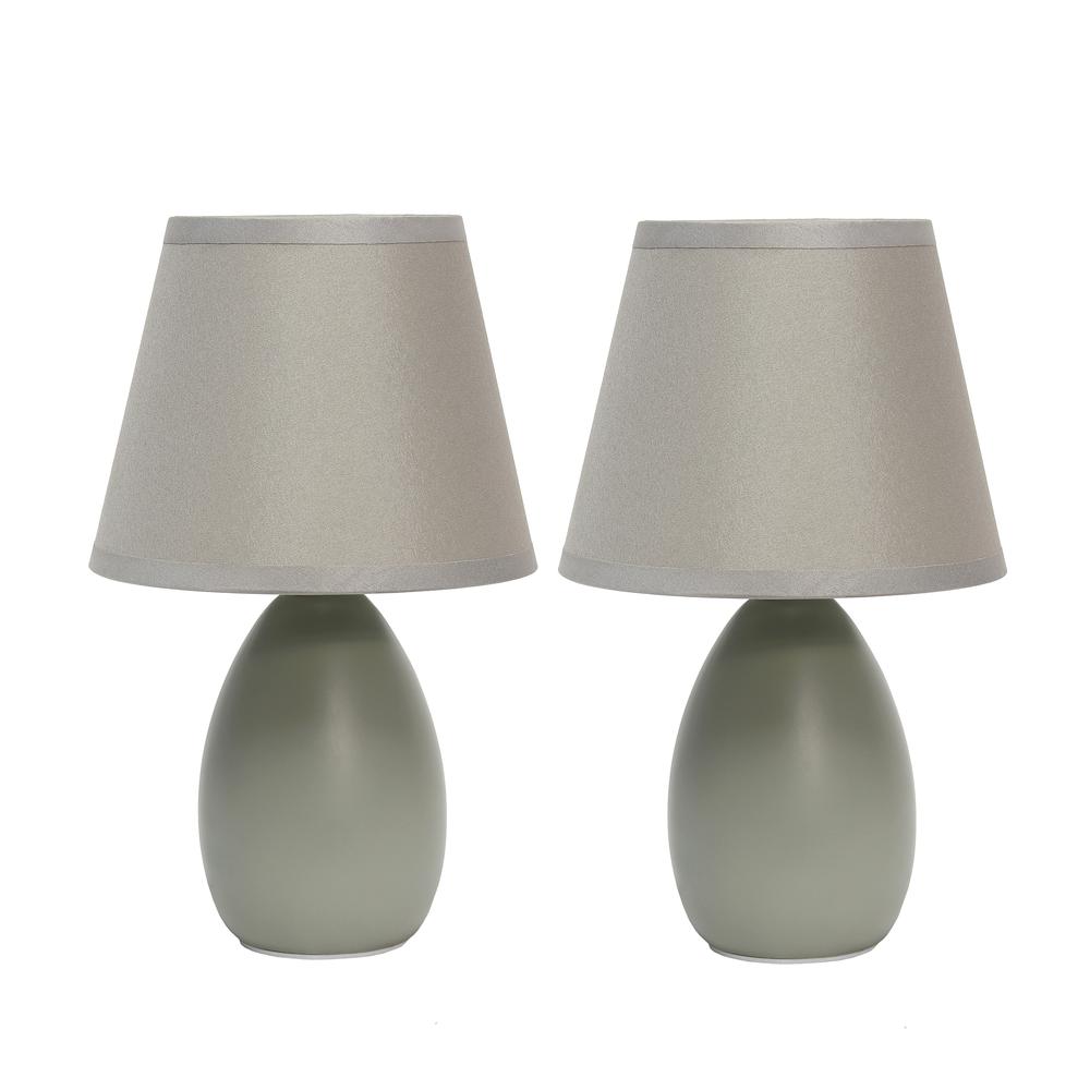 Simple Designs Mini Egg Oval Ceramic Table Lamp, Gray