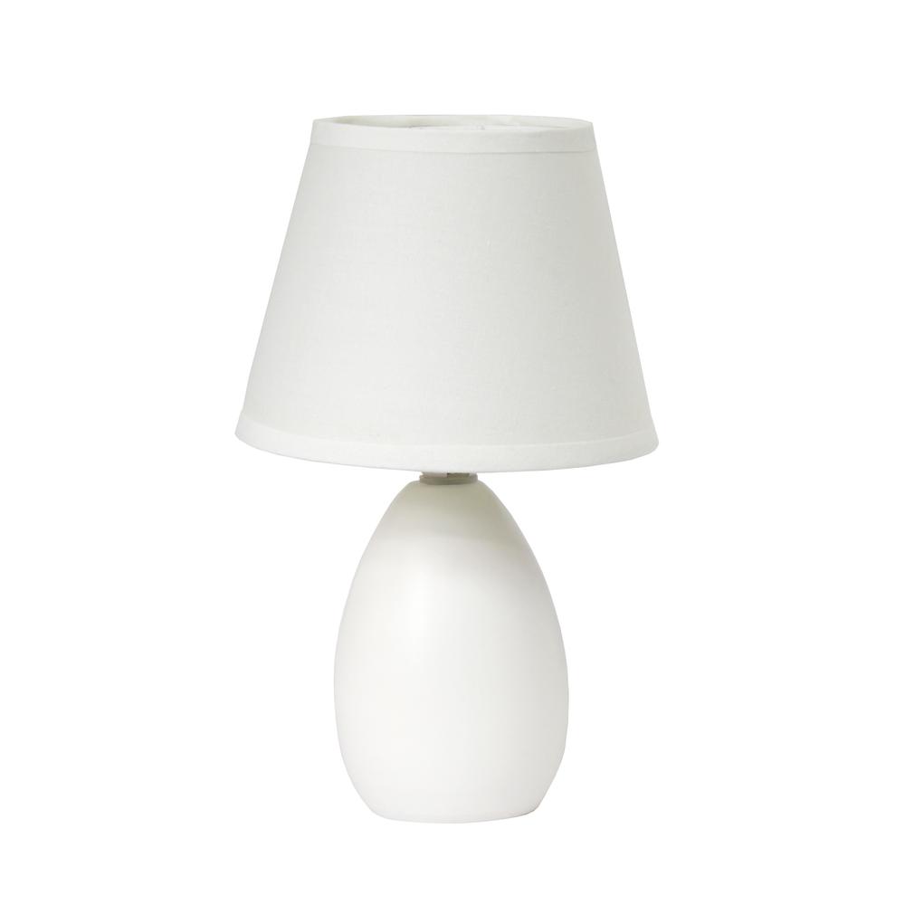Simple Designs Small Off White Oval Ceramic Table Lamp
