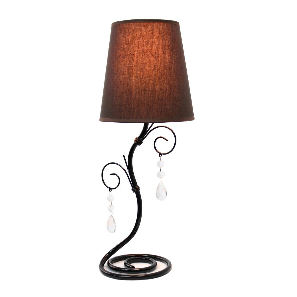 Twisted Vine Table Lamp with Fabric Shade and Hanging Crystals. Picture 1