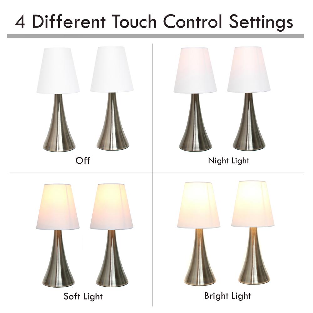 Valencia  2  Pack Mini Touch Table Lamp Set with Fabric Shades. Picture 1