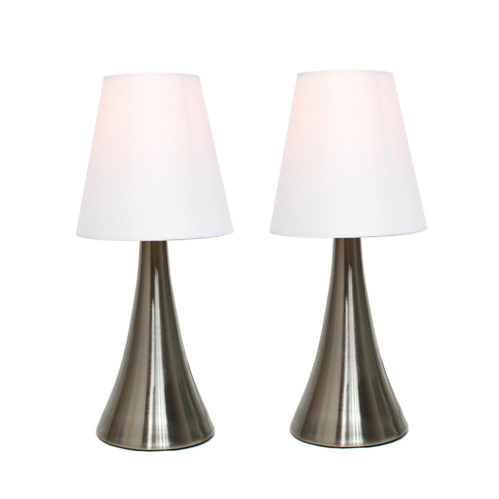 Simple Designs Two Pack Mini Touch Table Lamp Set with White Shades