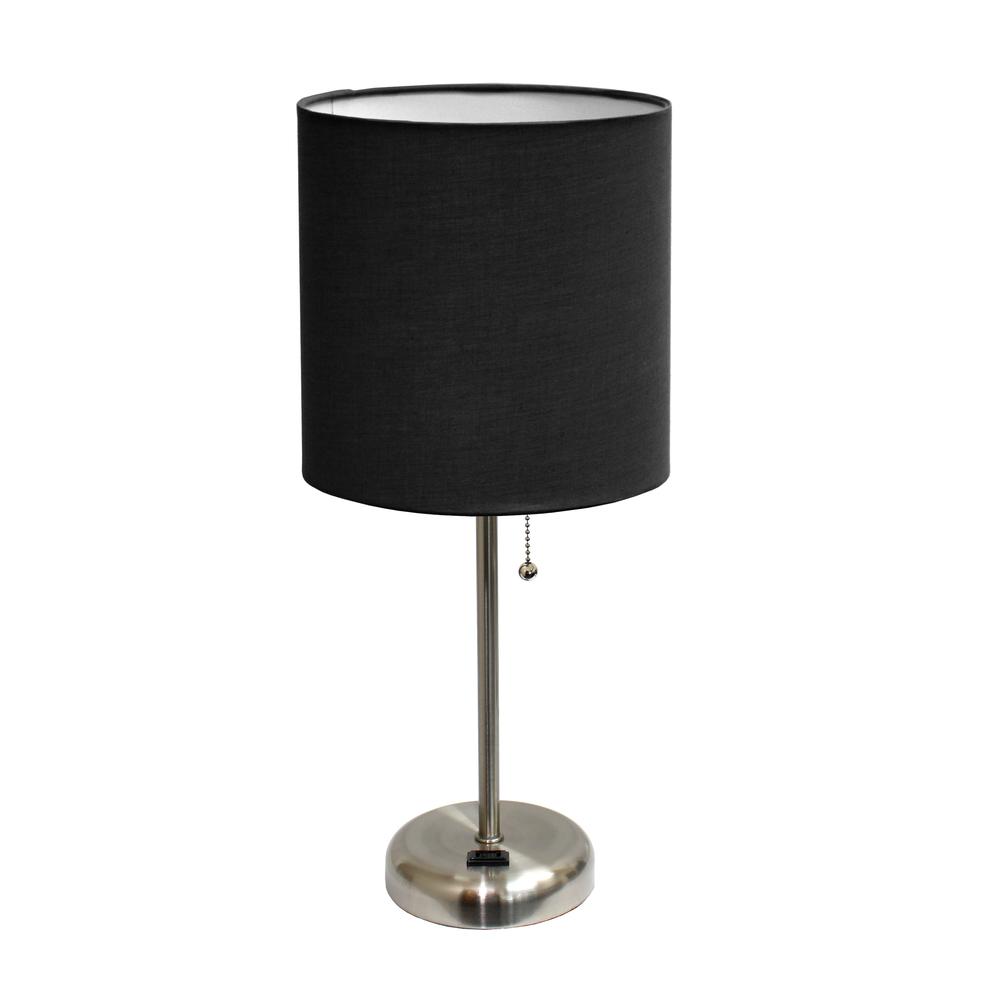 Stick Lamp with Charging Outlet and Fabric Shade. Picture 5