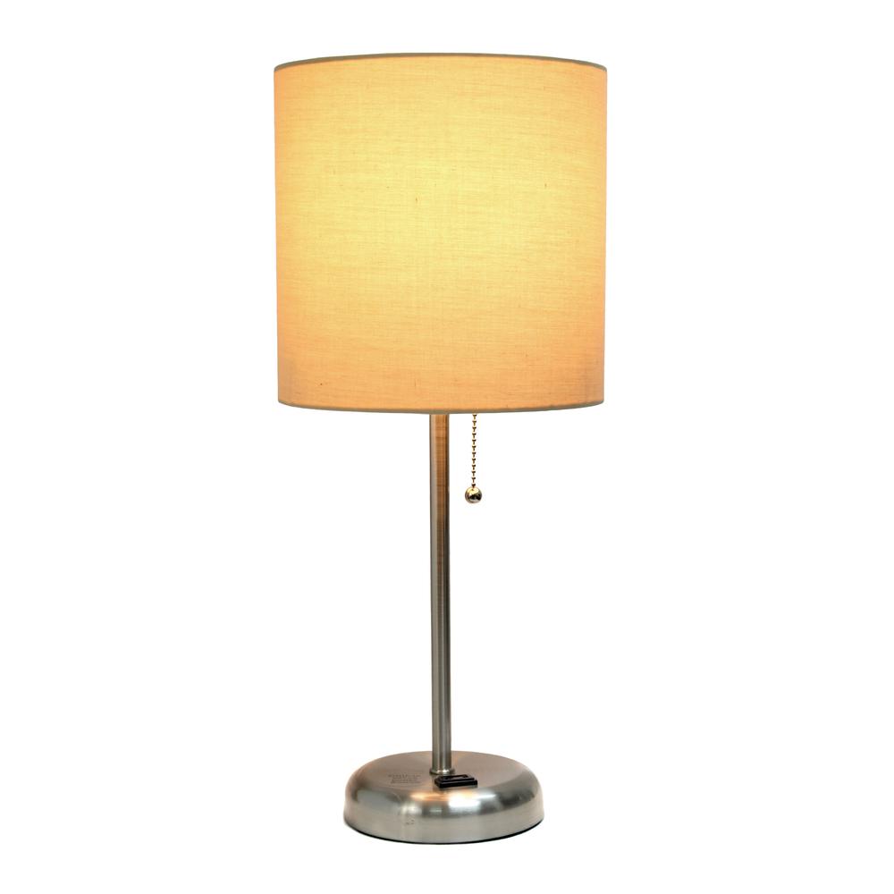 Stick Lamp with Charging Outlet, Tan. Picture 1