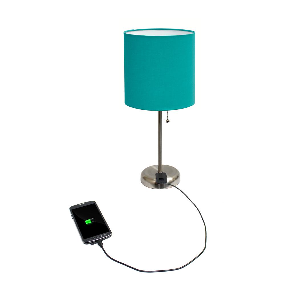 Stick Lamp with Charging Outlet and Fabric Shade. Picture 3