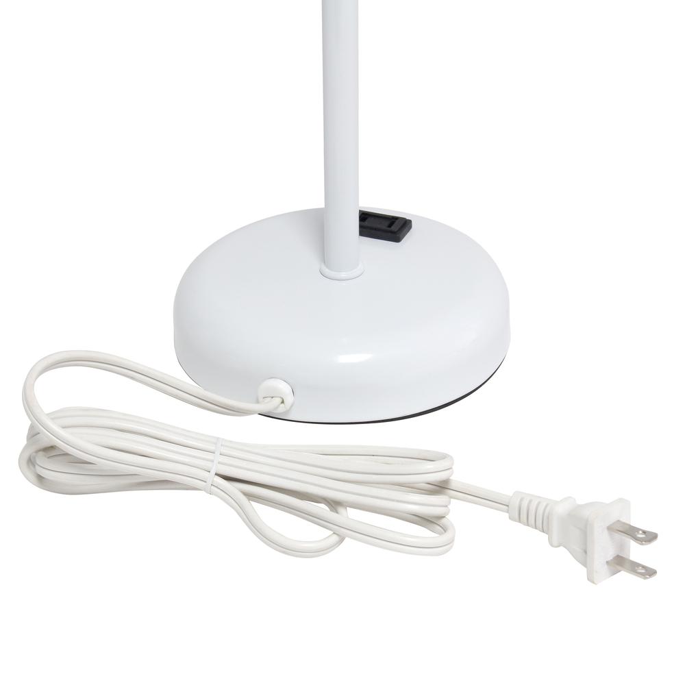Simple Designs White Stick Lamp with Charging Outlet and Fabric Shade, White