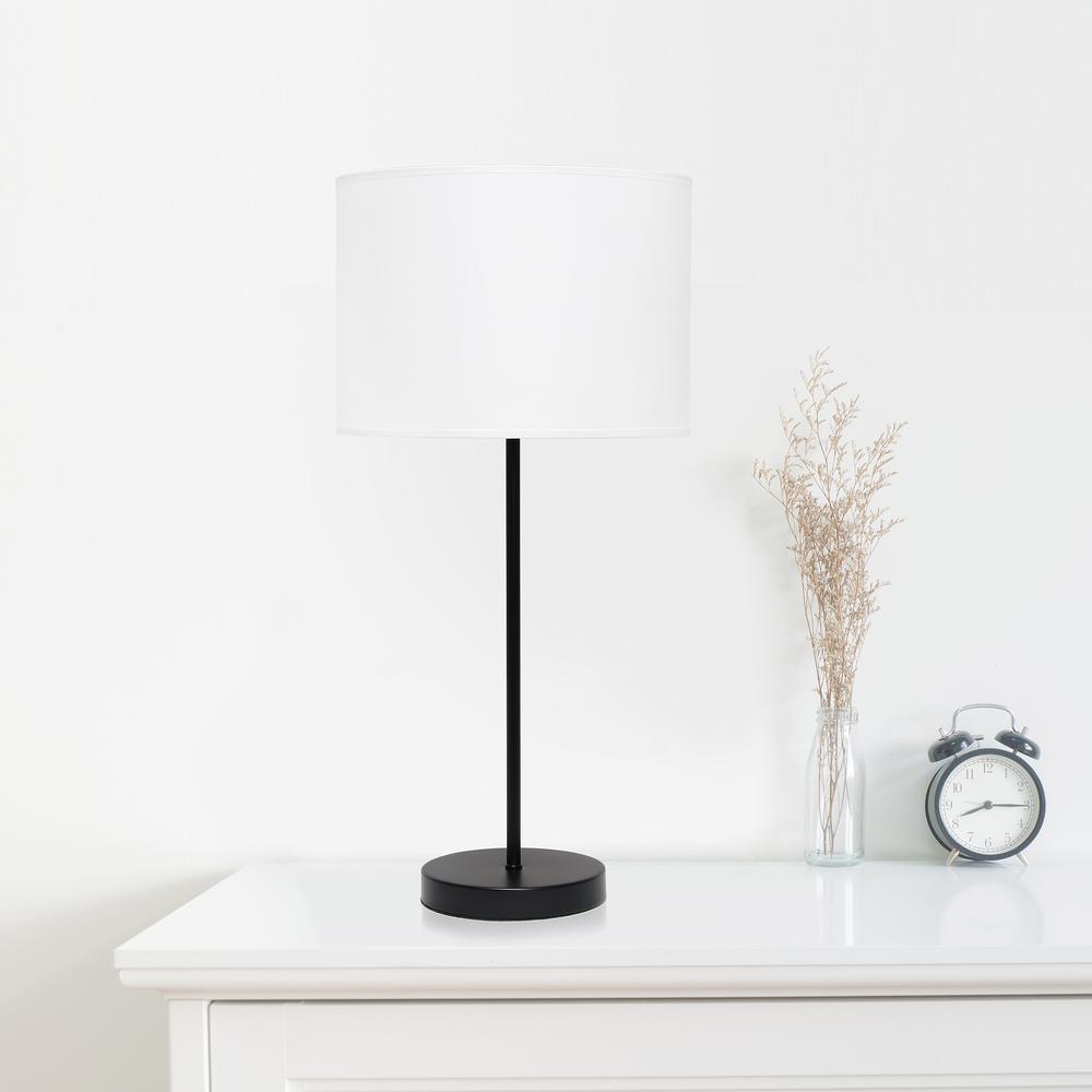 Black Stick Lamp with White Fabric Shade. Picture 52