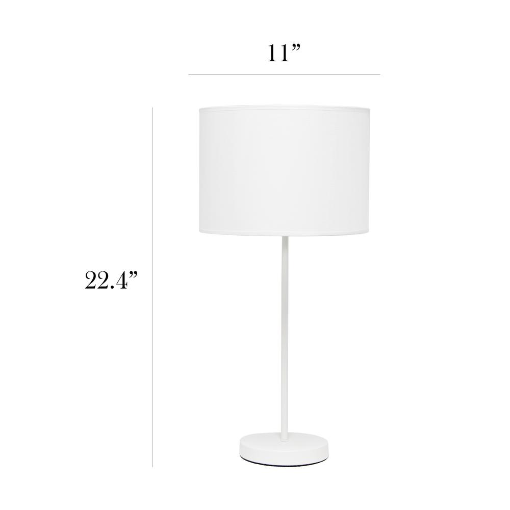 Simple Designs White Stick Lamp with Fabric Shade, White