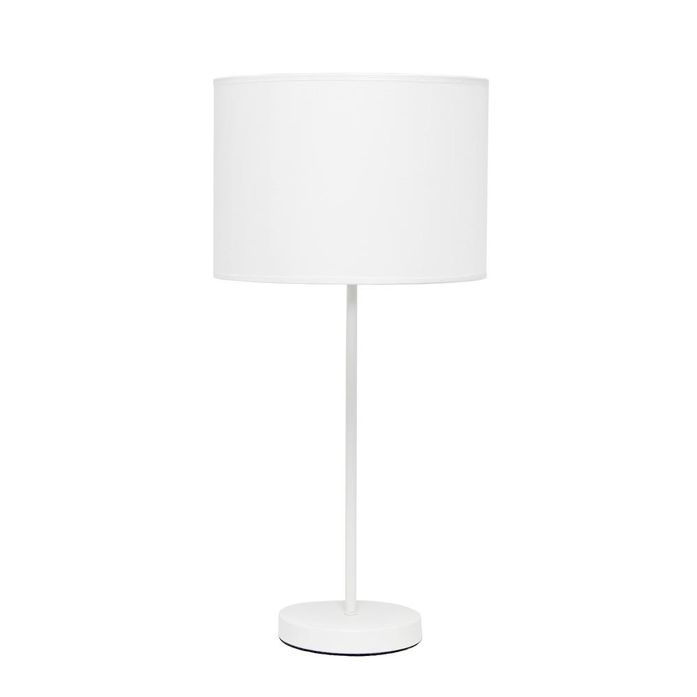 White Stick Lamp with White Fabric Shade. Picture 5