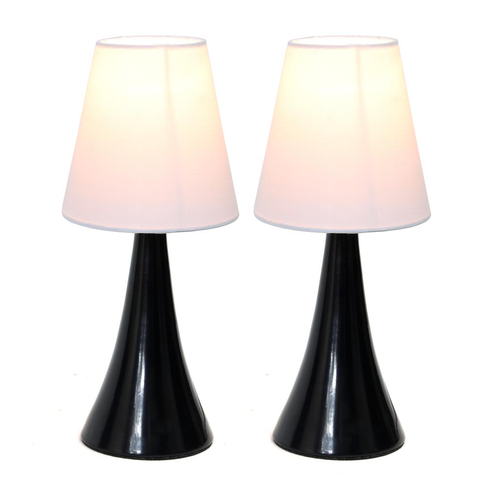Valencia Colors 2 Pack Mini Touch Table Lamp Set with Fabric Shades, Black. Picture 6