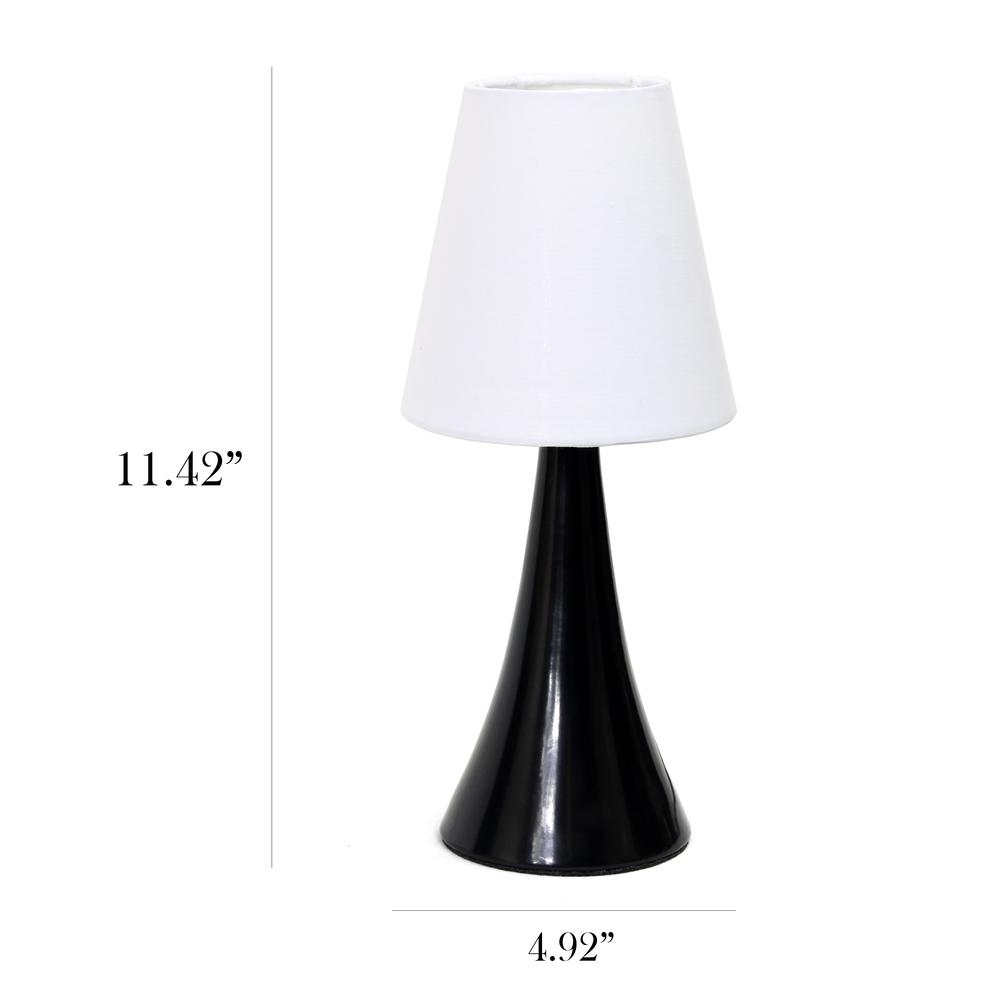 Valencia Colors 2 Pack Mini Touch Table Lamp Set with Fabric Shades, Black. Picture 2