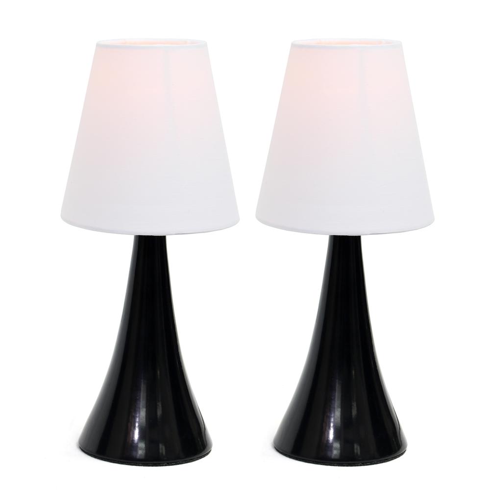 Valencia Colors 2 Pack Mini Touch Table Lamp Set with Fabric Shades, Black. Picture 4