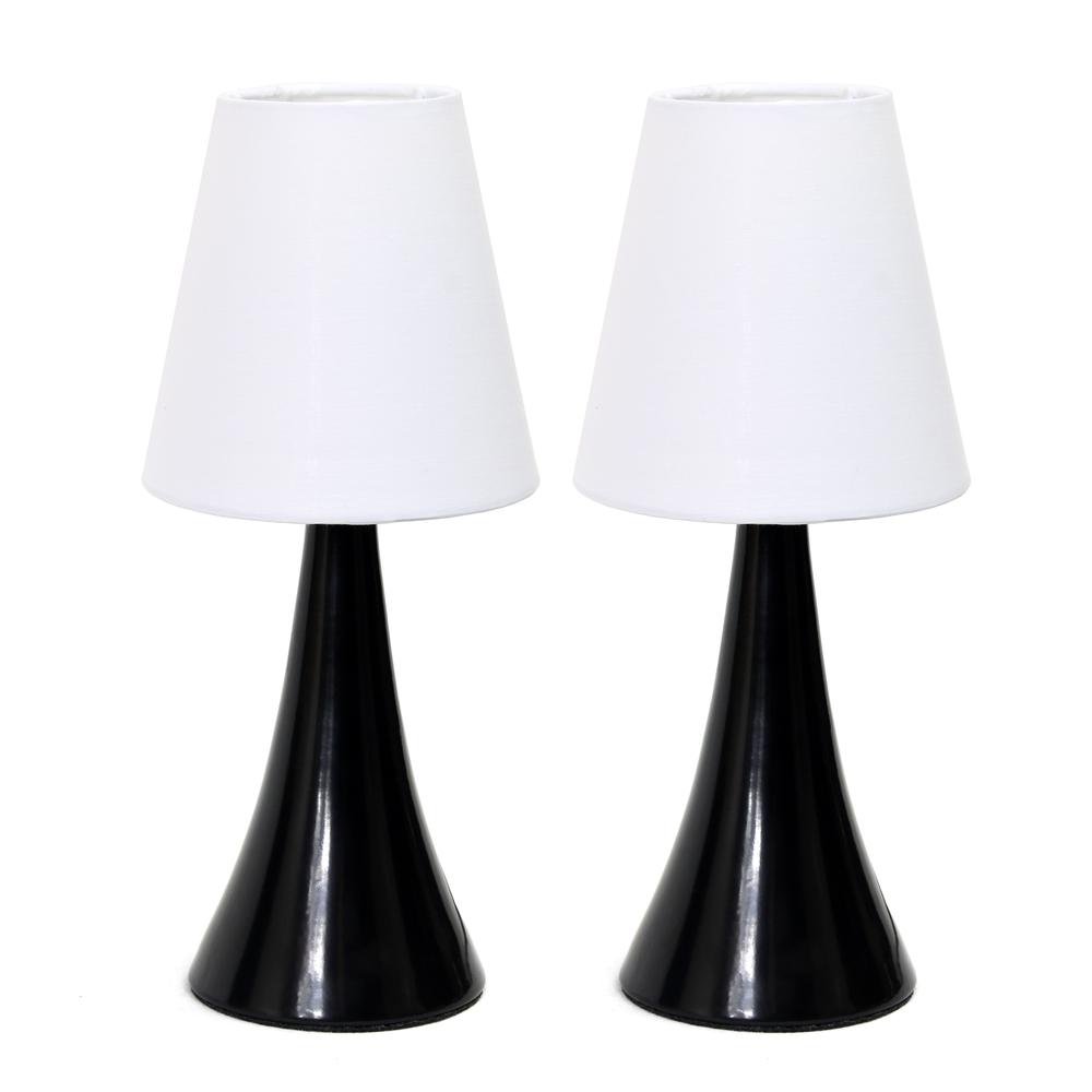 Valencia Colors 2 Pack Mini Touch Table Lamp Set with Fabric Shades, Black. Picture 1