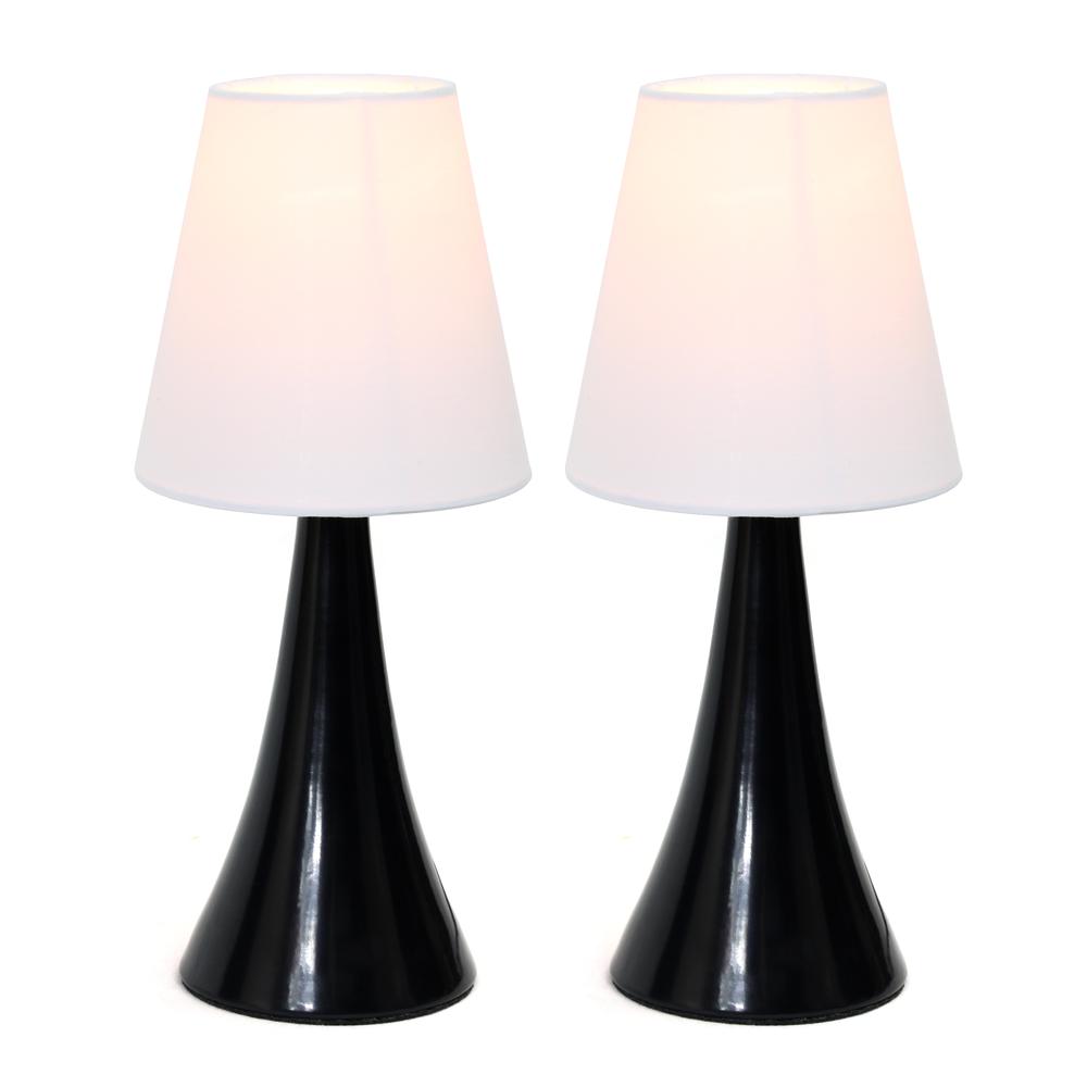 Valencia Colors 2 Pack Mini Touch Table Lamp Set with Fabric Shades, Black. Picture 5