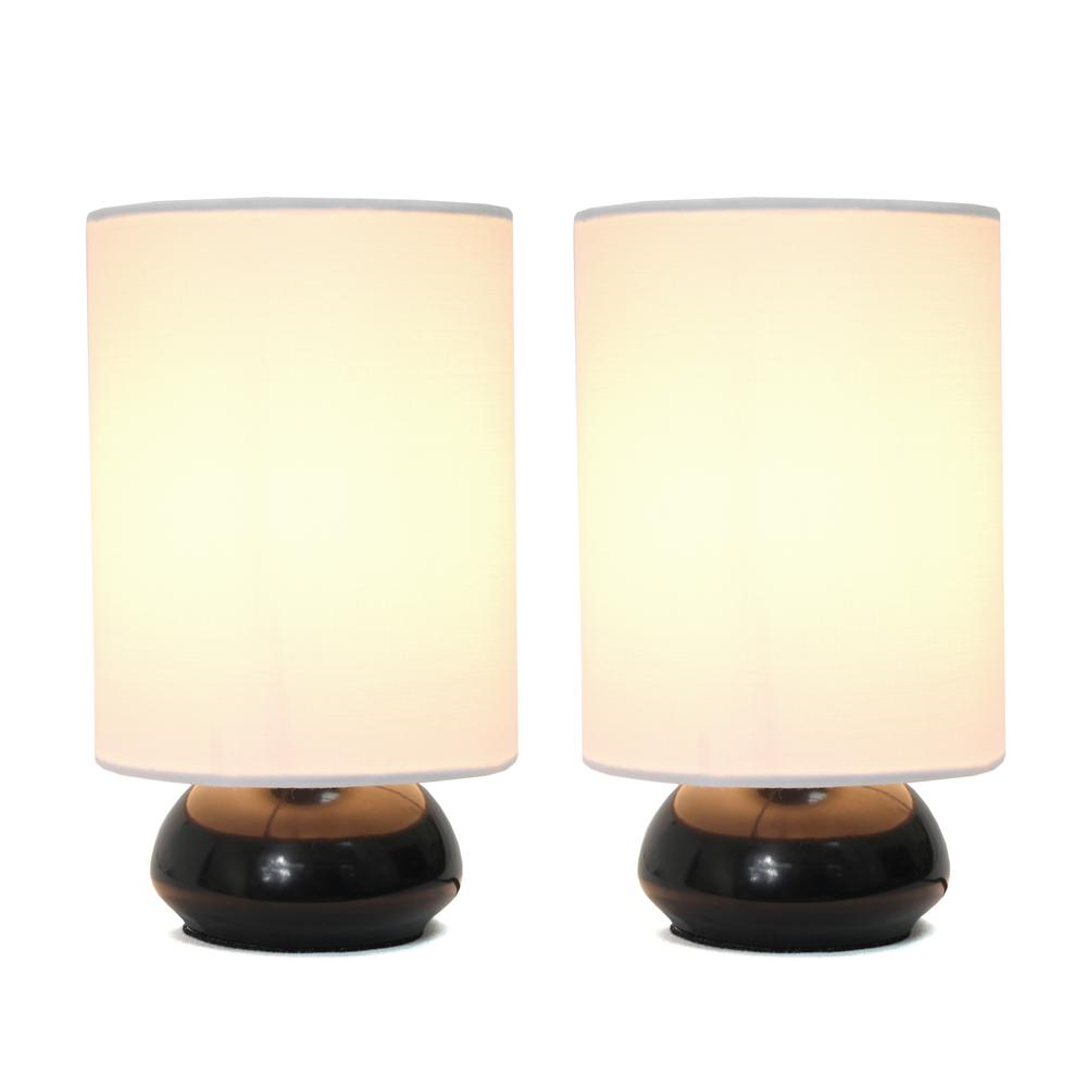 Gemini Colors 2 Pack Mini Touch Table Lamp Set with Fabric ShadesBlack. Picture 1