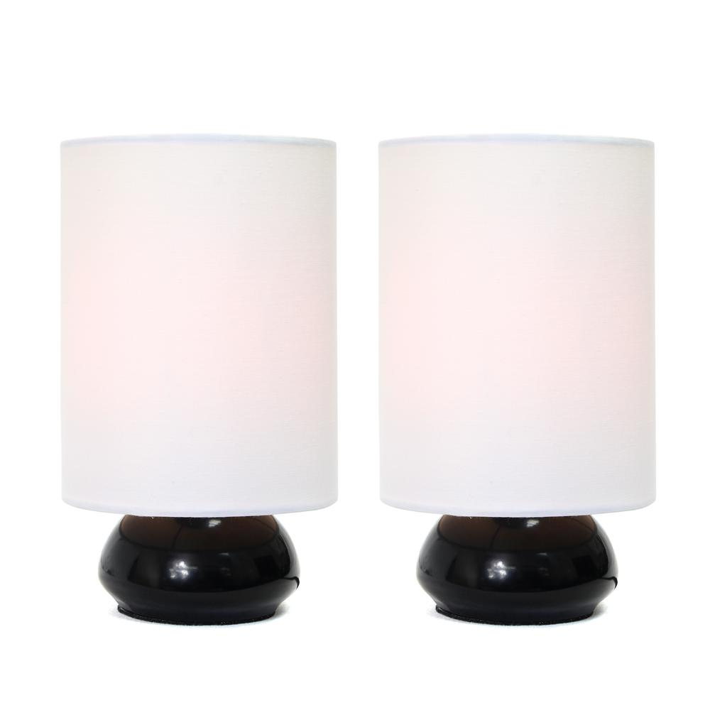 Gemini Colors 2 Pack Mini Touch Table Lamp Set with Fabric Shades, Black. Picture 4