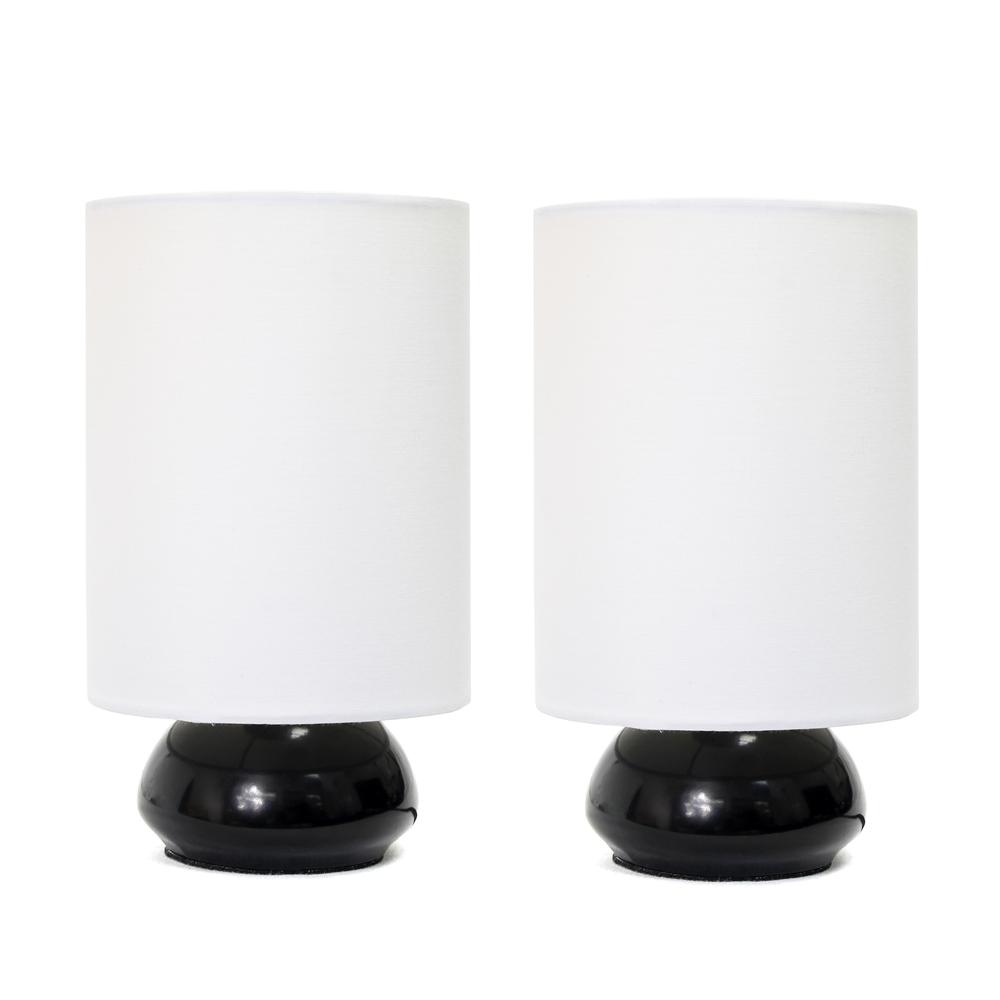 Gemini Colors 2 Pack Mini Touch Table Lamp Set with Fabric Shades, Black. Picture 5