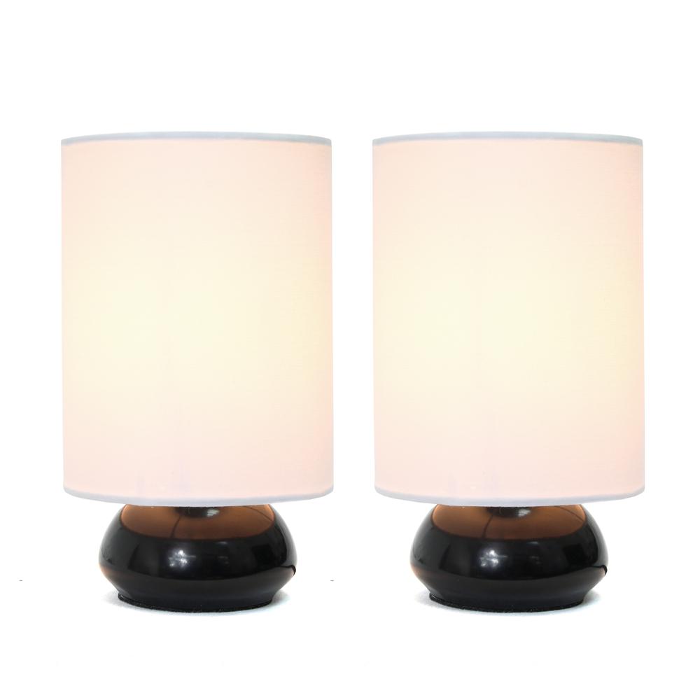Gemini Colors 2 Pack Mini Touch Table Lamp Set with Fabric Shades, Black. Picture 6
