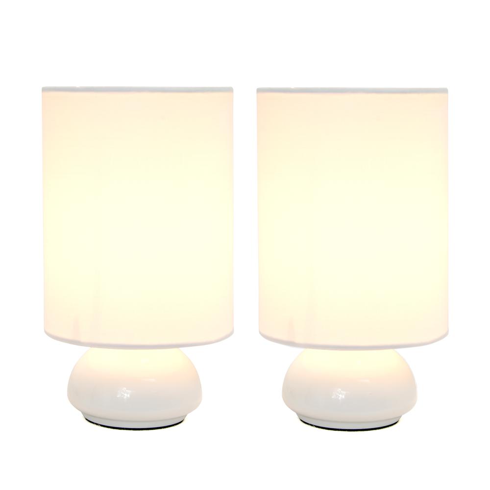Gemini Colors 2 Pack Mini Touch Table Lamp Set with Fabric ShadesWhite. Picture 1