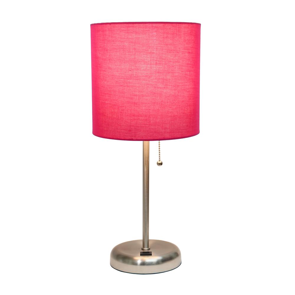 Stick Lamp with USB charging port and Fabric Shade, Pink. Picture 8