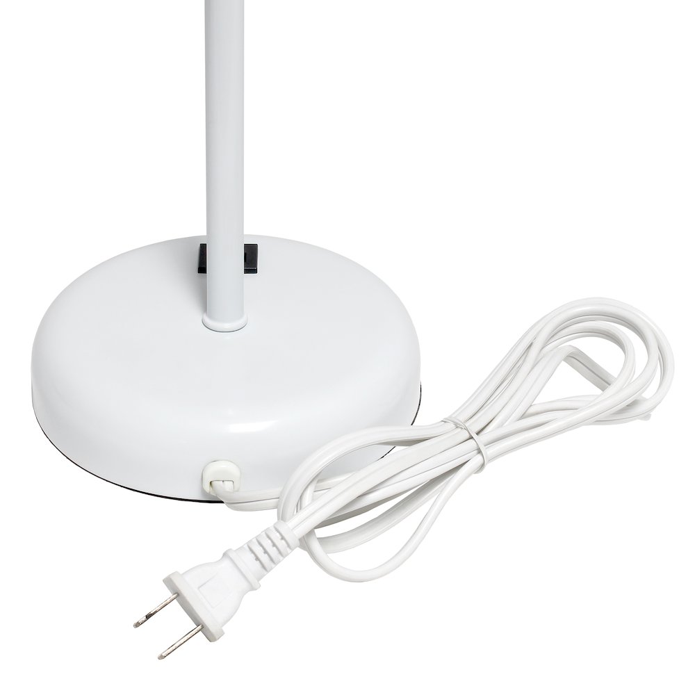 19.5" White Stick Table Desk Lamp with USB Charging Port and Drum Fabric Shade. Picture 3