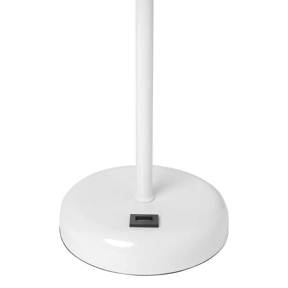 19.5" White Stick Table Desk Lamp with USB Charging Port and Drum Fabric Shade. Picture 5