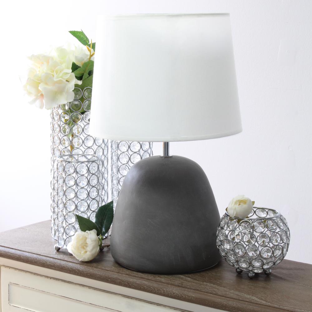Round Concrete Table Lamp, White. Picture 2