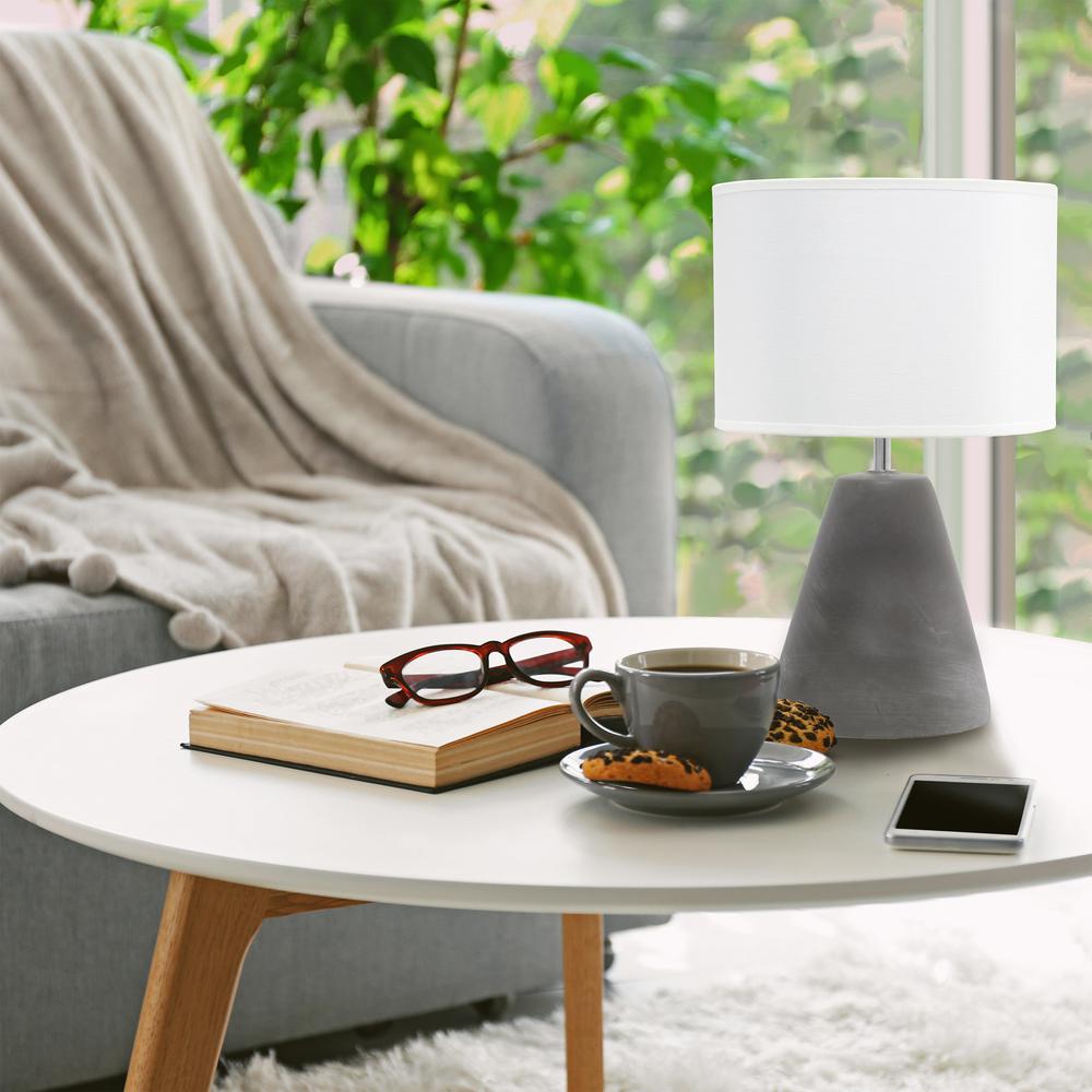 Simple Designs Pinnacle Concrete Table Lamp, White