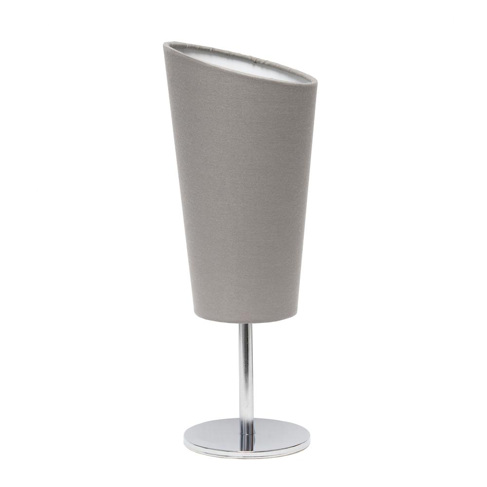 Mini Chrome Table Lamp with Angled Fabric Shade. Picture 5