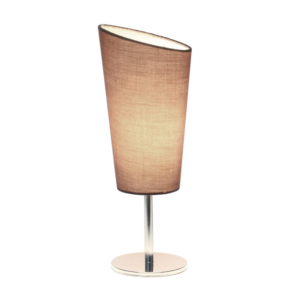 Mini Chrome Table Lamp with Angled Fabric Shade. Picture 6