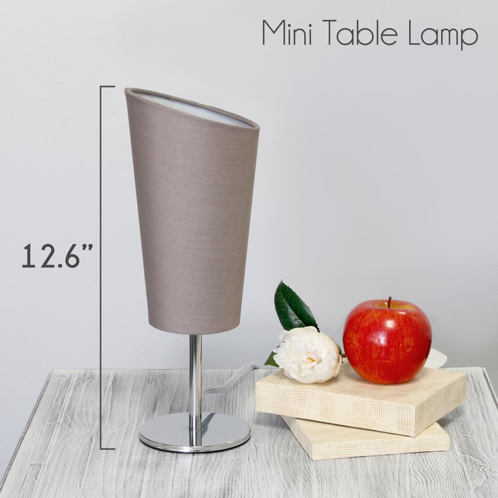 Mini Chrome Table Lamp with Angled Fabric Shade. Picture 7