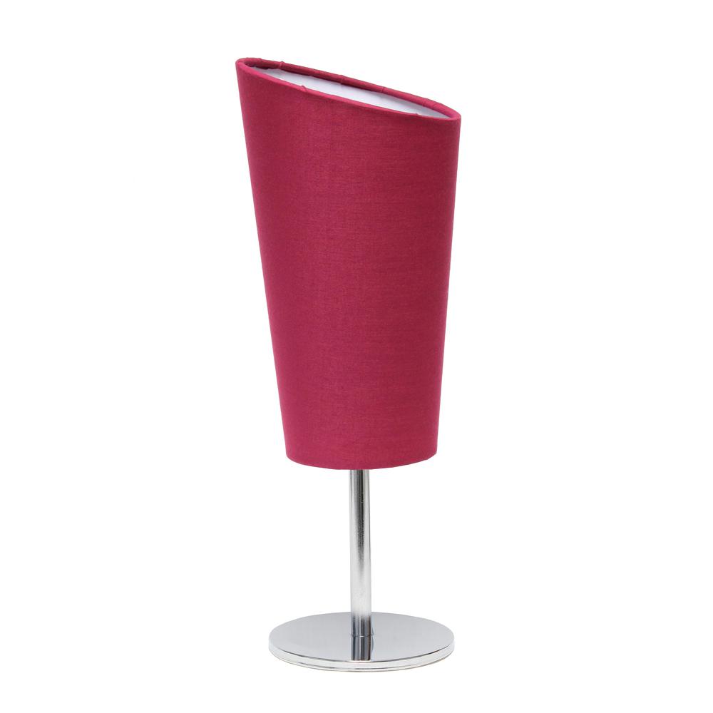 Mini Chrome Table Lamp with Angled Fabric Shade. Picture 5