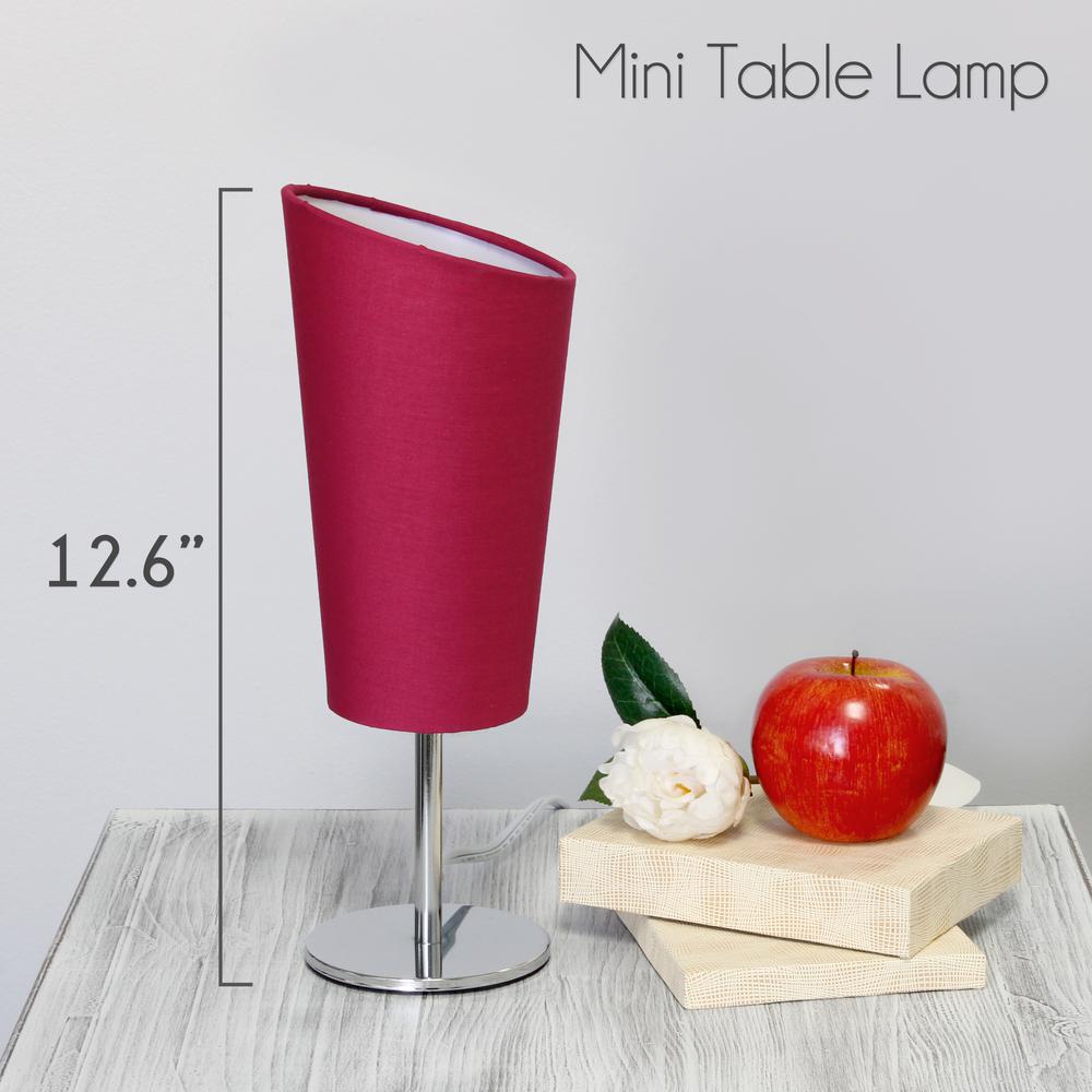 Mini Chrome Table Lamp with Angled Fabric Shade. Picture 7