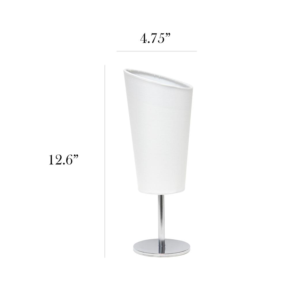 Simple Designs Mini Chrome Table Lamp with Angled Fabric Shade