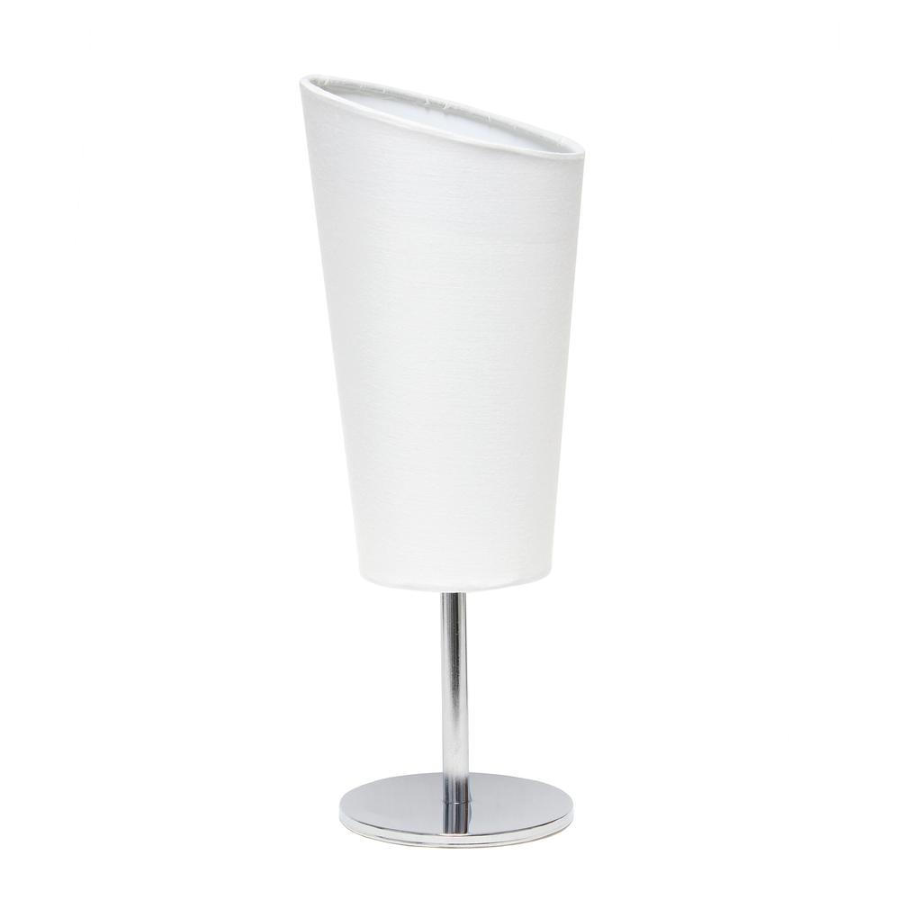 Simple Designs Mini Chrome Table Lamp with Angled Fabric Shade